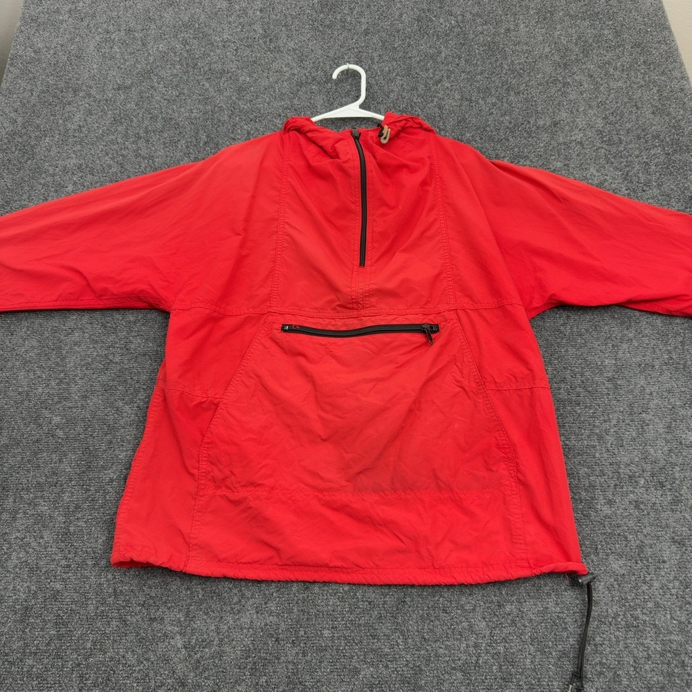 Vintage LL Bean Anorak Womens L Red Nylon Quarter Zip Hooded Gorpcore Outdoor